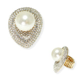 106586, PEARL WITH CRYSTAL RHINESTONE STRETCH RING