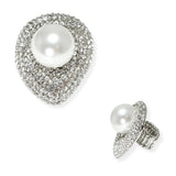 106586, PEARL WITH CRYSTAL RHINESTONE STRETCH RING