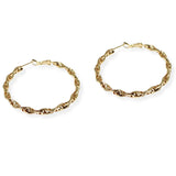 106609, 1.75" CUTOUT TEXTURE TWISTED CUT HOOP EARRING