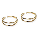 106611, 1.5" TWISTED CUT DOUBLE HOOP EARRING