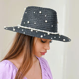 106616, PEARL STUDDED ACCENT FEDORA HAT