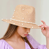 106616, PEARL STUDDED ACCENT FEDORA HAT