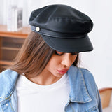 106617, FAUX LEATHER NEWSBOY HAT