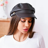 106617, FAUX LEATHER NEWSBOY HAT