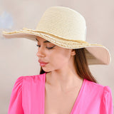 106619, FRAYED WIDE BRIM SUMMER HAT