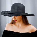 106619, FRAYED WIDE BRIM SUMMER HAT