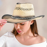 106628, RHINESTONE BAND ACCENT WESTERN STRAW COWBOY HAT