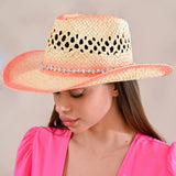 106628, RHINESTONE BAND ACCENT WESTERN STRAW COWBOY HAT