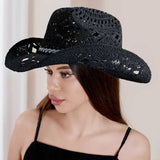 106629, CRYSTAL RHINESTONE BAND ACCENT WESTERN STRAW COWBOY HAT