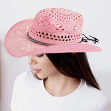 106629, CRYSTAL RHINESTONE BAND ACCENT WESTERN STRAW COWBOY HAT