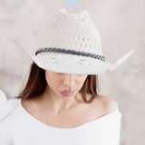 106629, CRYSTAL RHINESTONE BAND ACCENT WESTERN STRAW COWBOY HAT