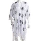 106631, BLACK ROSE ACCENT MESH FRINGED COVER UP