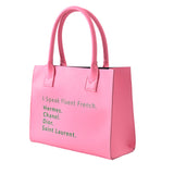 106637, I SPEAK FLUENT FRENCH, FAUX LEATHER TOTE BAG