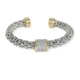 106644, 14K GOLD PLATED, MICRO PAVE CUBIC ZIRCONIA ACCENT DESIGNER INSPIRED CUFF BRACELET