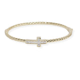 106645, 14K GOLD PLATED, CROSS CUBIC ZIRCONIA ACCENT DESIGNER INSPIRED BRACELET