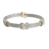 106649, 14K GOLD PLATED, TRIPLE X PAVE CUBIC ZIRCONIA ACCENT DESIGNER INSPIRED CUFF BRACELET