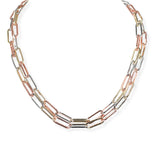 106657, 14K GOLD PLATED, 36" PAPER CLIP CHAIN DESIGNER INSPIRED LONG NECKLACE