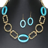 106670, GEOMETRIC HAMMERED, CELLULOID ACETATE ACCENT NECKLACE