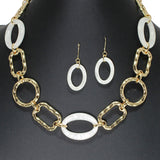 106670, GEOMETRIC HAMMERED, CELLULOID ACETATE ACCENT NECKLACE