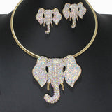 106672, ELEPHANT CRYSTAL RHINESTONE CHOKER NECKLACE