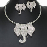 106672, ELEPHANT CRYSTAL RHINESTONE CHOKER NECKLACE