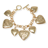 106682, ROSE ENGRAVED HEART MULTI CHARM TOGGLE BRACELET
