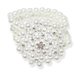 106685, PEARL WITH CRYSTAL RHINESTONE FLOWER STRETCH BRACELET