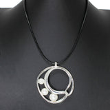 106686, PEARL ACCENT GEOMETRIC PENDANT NECKLACE WITH LEATHER CORD