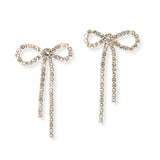106690, RIBBON BOW RHINESTONE DANGLE EARRING