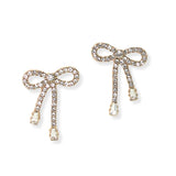 106691, RIBBON BOW RHINESTONE STUD EARRING