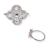 106696, GOLD PLATED, CLOVER CUBIC ZIRCONIA ADJUSTABLE DESIGNER INSPIRED RING