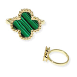 106697, GOLD PLATED, MOTHER OF PEARL CLOVER ADJUSTABLE DESIGNER INSPIRED RING