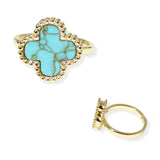 106697, GOLD PLATED, MOTHER OF PEARL CLOVER ADJUSTABLE DESIGNER INSPIRED RING