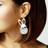 106700, EASTER EGG, BUNNY EAR BIG ACRYLIC GLITTER DANGLE EARRING