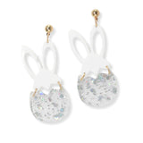 106700, EASTER EGG, BUNNY EAR BIG ACRYLIC GLITTER DANGLE EARRING