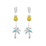 106706, TROPICAL THEMED, PALM TREE, PINEAPPLE, FLIP FLOPS STUD EARRING SET