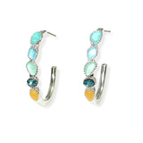 106709, SEA GLASS STONE ACCENT HOOP EARRING
