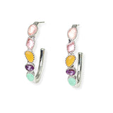 106709, SEA GLASS STONE ACCENT HOOP EARRING