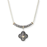 106711, CLOVER CHARM FILIGREE ENGRAVED ACCENT NECKLACE