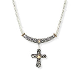 106713, CROSS CHARM FILIGREE ENGRAVED ACCENT NECKLACE