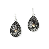 106716, TEARDROP FILIGREE ENGRAVED DANGLE EARRING