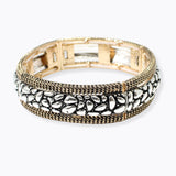 106724, GEOMETRIC TEXTURED ACCENT METAL STRETCH BRACELET