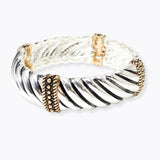 106725, BALL TEXTURED ACCENT METAL STRETCH BRACELET