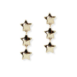 106734, 14K GOLD DIPPED, TRIPLE STAR DROP DANGLE EARRING