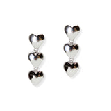 106735, RHODIUM PLATED, TRIPLE HEART DROP DANGLE EARRING