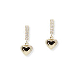 106737, 14K GOLD DIPPED, CUBIC ZIRCONIA ACCENT BUBBLE HEART DANGLE EARRING