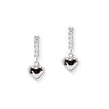 106737, 14K GOLD DIPPED, CUBIC ZIRCONIA ACCENT BUBBLE HEART DANGLE EARRING