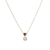 106740, GOLD DIPPED, BRASS, DAINTY HEART CUBIC ZIRCONIA ACCENT PENDANT NECKLACE