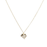 106743, GOLD DIPPED, BRASS, DAINTY DOUBLE HEART PAVE CUBIC ZIRCONIA ACCENT PENDANT NECKLACE