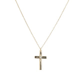 106751, GOLD DIPPED, BRASS, CUBIC ZIRCONIA ACCENT CROSS PENDANT NECKLACE